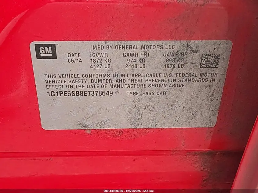 2014 CHEVROLET CRUZE 2LT AUTO