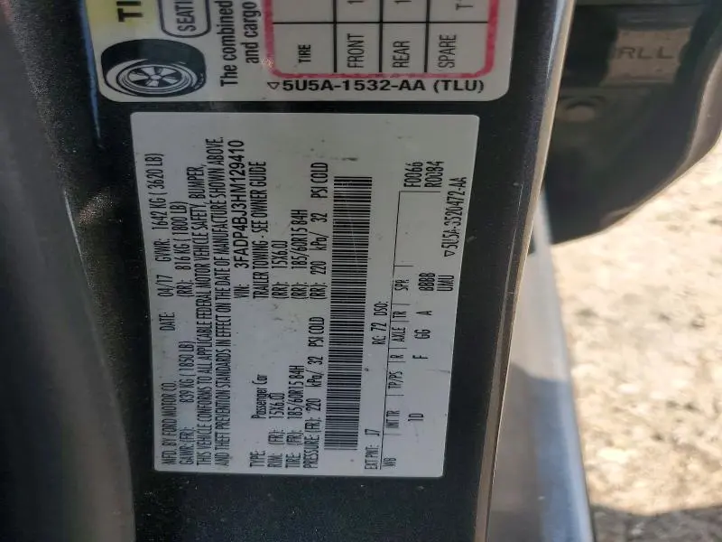 2017 FORD FIESTA SE  