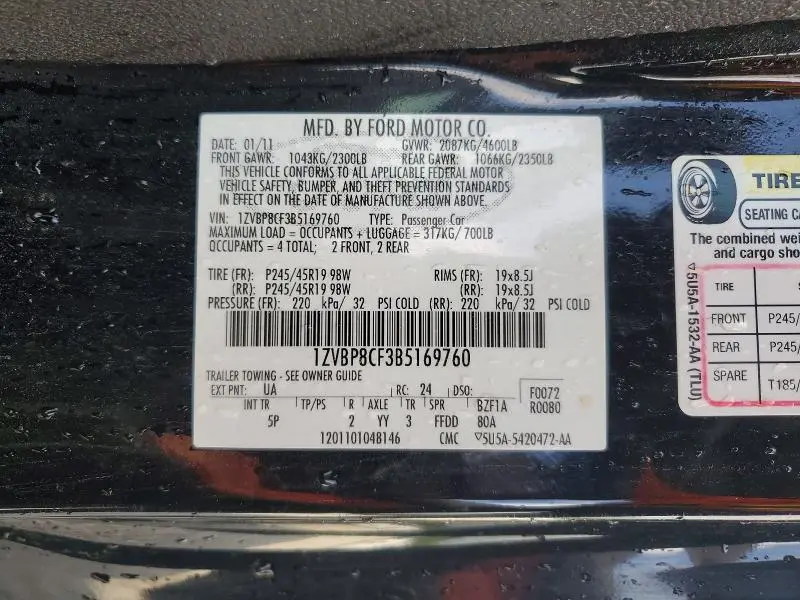 2011 FORD MUSTANG GT  