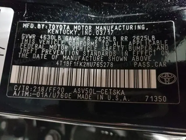 2017 TOYOTA CAMRY LE  