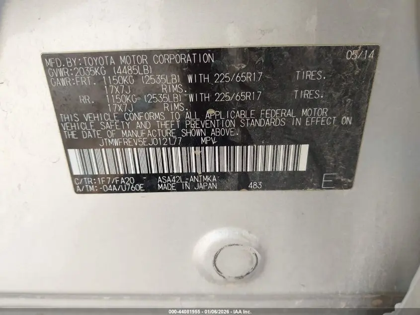 2014 TOYOTA RAV4 XLE