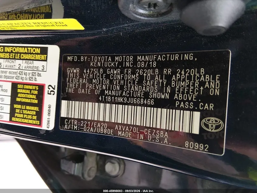 2018 TOYOTA CAMRY SE