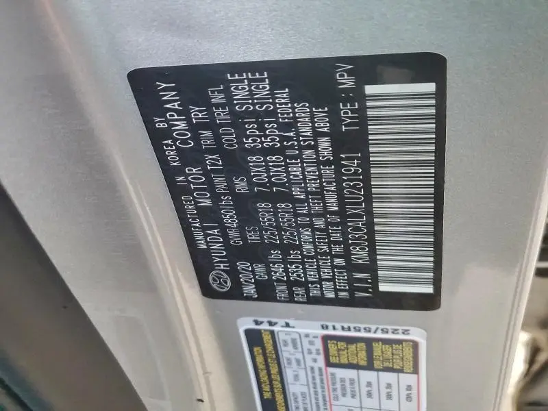 2020 HYUNDAI TUCSON LIMITED  