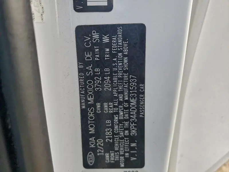 2021 KIA FORTE GT LINE  