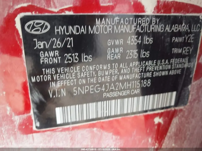 2021 HYUNDAI SONATA SE