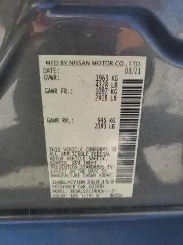 2021 NISSAN ALTIMA SR  