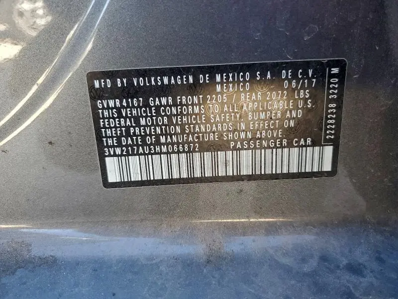 2017 VOLKSWAGEN GOLF S  