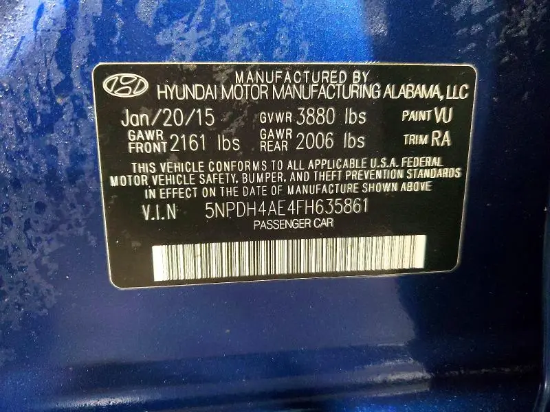 2015 HYUNDAI ELANTRA SE  