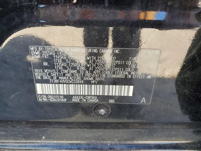 2012 TOYOTA RAV4 BASE  