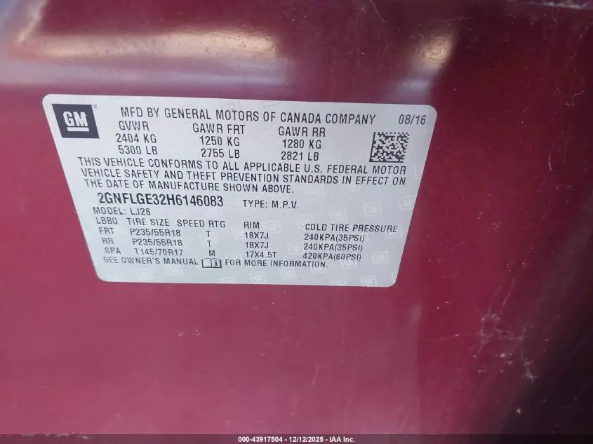 2017 CHEVROLET EQUINOX PREMIER