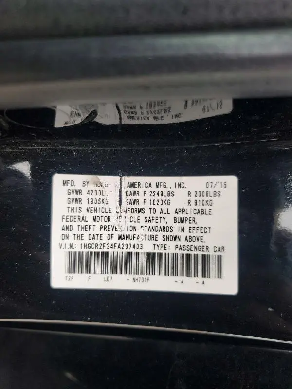 2015 HONDA ACCORD LX  