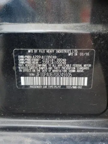 2016 SUBARU IMPREZA SPORT LIMITED  