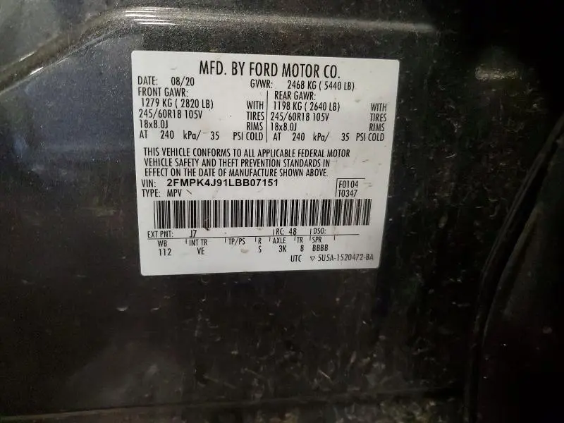 2020 FORD EDGE SEL  
