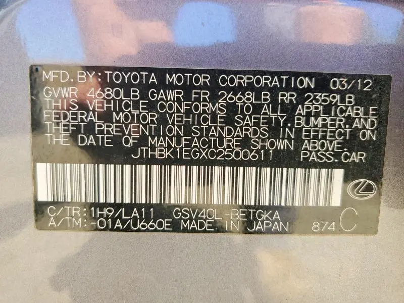 2012 LEXUS ES 350  