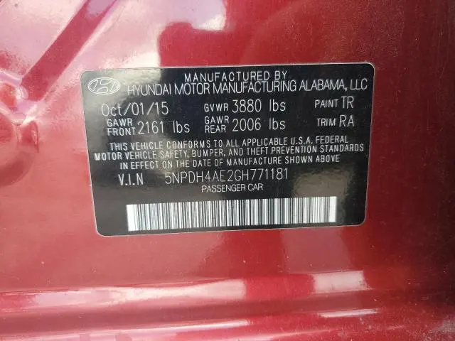 2016 HYUNDAI ELANTRA SE  