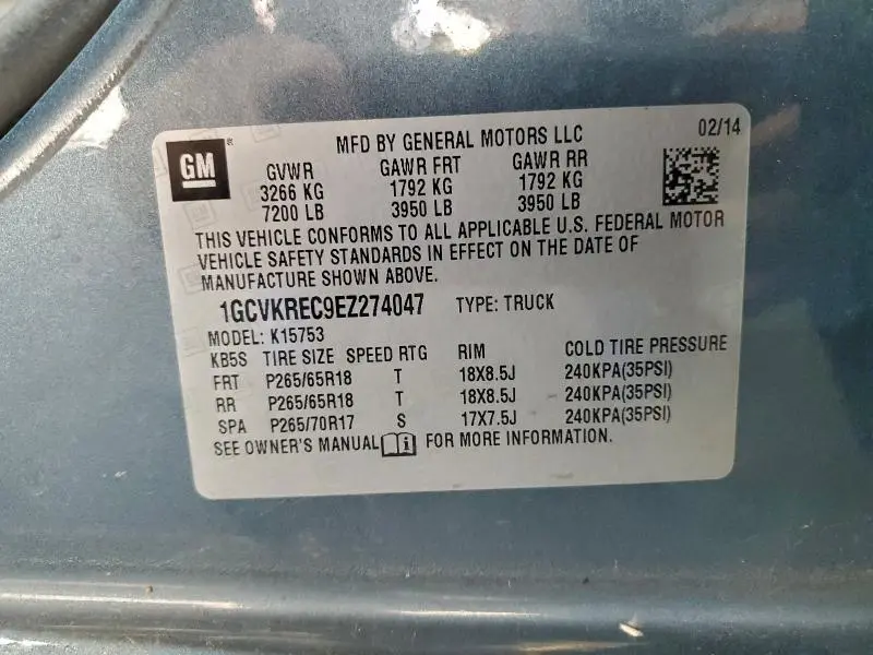 2014 CHEVROLET SILVERADO K1500 LT  