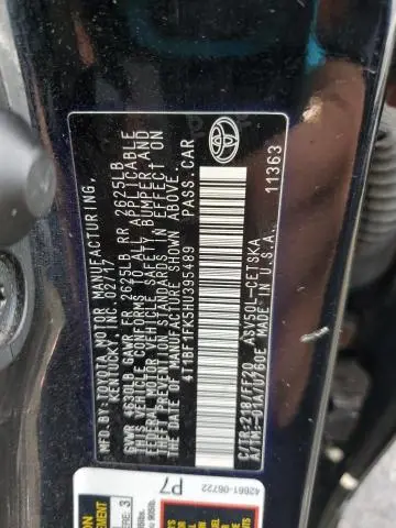 2017 TOYOTA CAMRY LE  