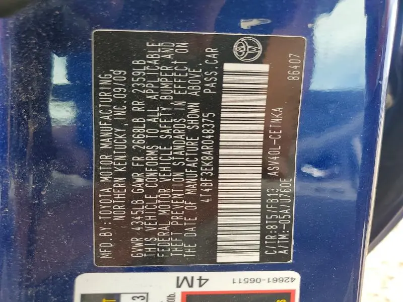2010 TOYOTA CAMRY LE  