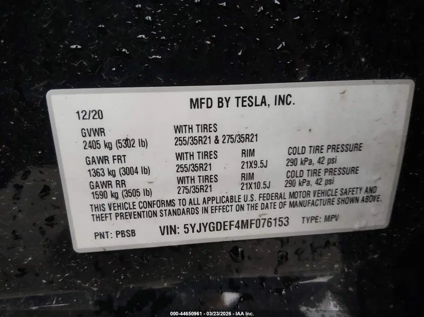 2021 TESLA MODEL Y PERFORMANCE DUAL MOTOR ALL-WHEEL DRIVE