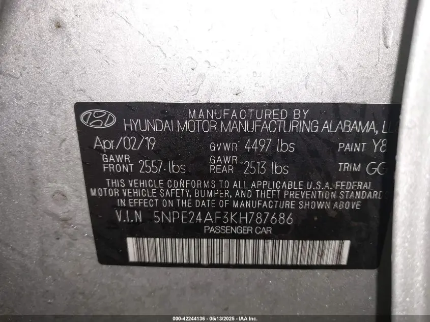 2019 HYUNDAI SONATA SE