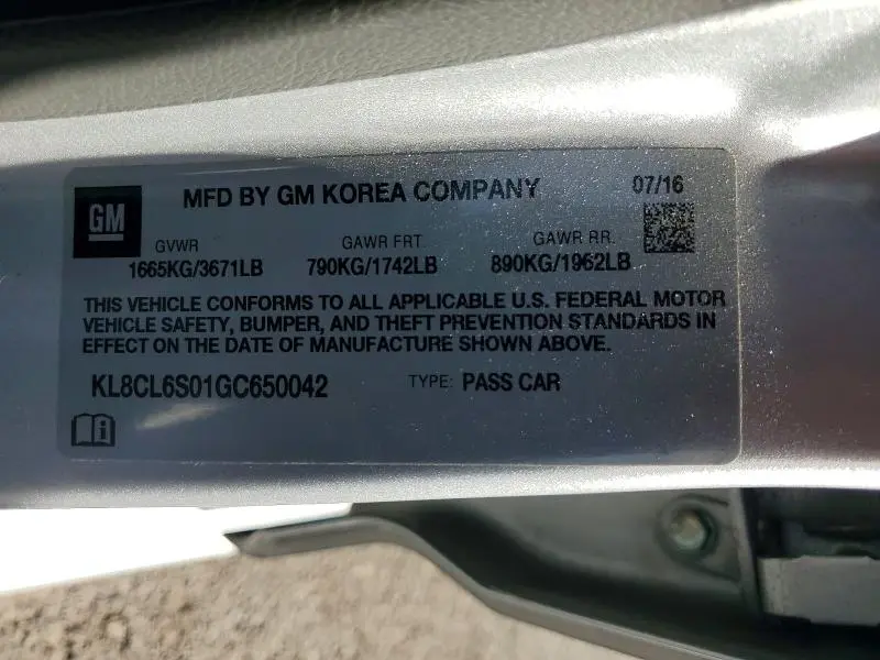 2016 CHEVROLET SPARK EV 2LT  