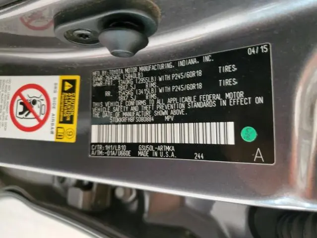 2015 TOYOTA HIGHLANDER XLE  