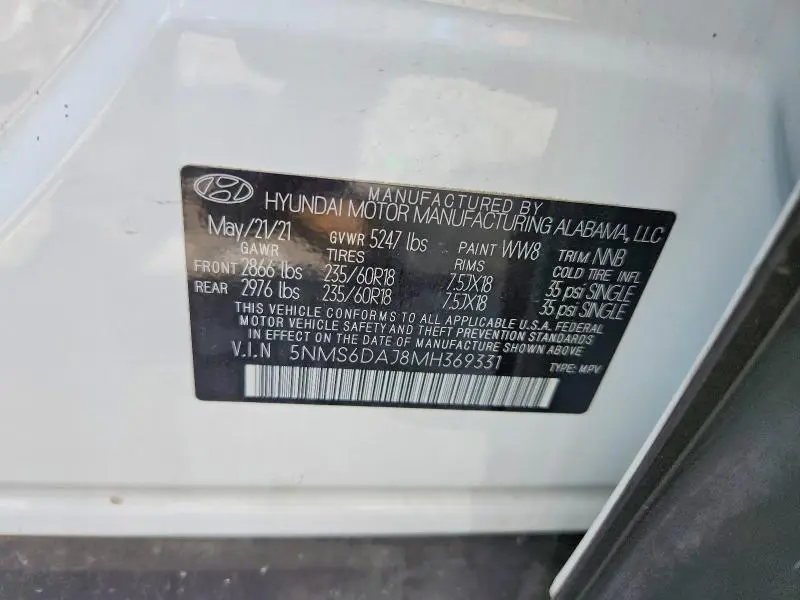 2021 HYUNDAI SANTA FE SEL  