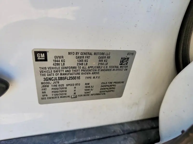 2015 CHEVROLET TRAX 1LT  