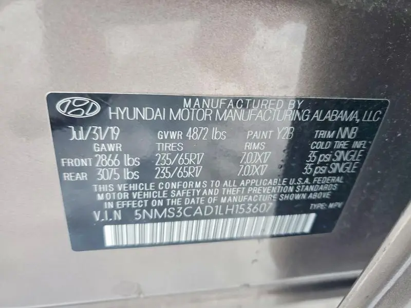 2020 HYUNDAI SANTA FE SEL  