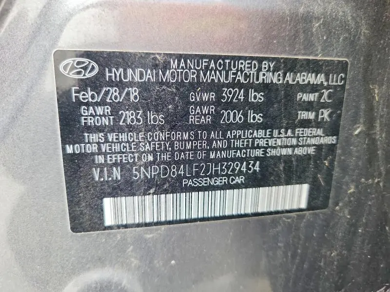2018 HYUNDAI ELANTRA SEL  