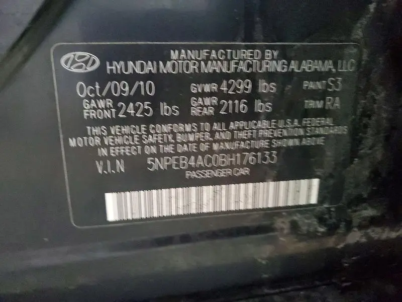 2011 HYUNDAI SONATA GLS  