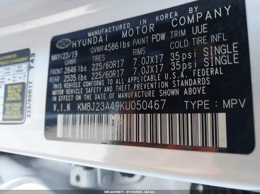 2019 HYUNDAI TUCSON SE