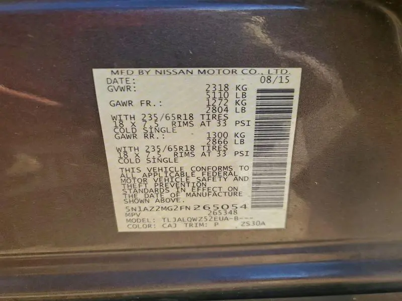 2015 NISSAN MURANO S  