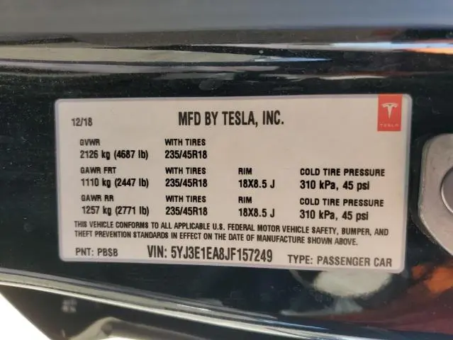2018 TESLA MODEL 3