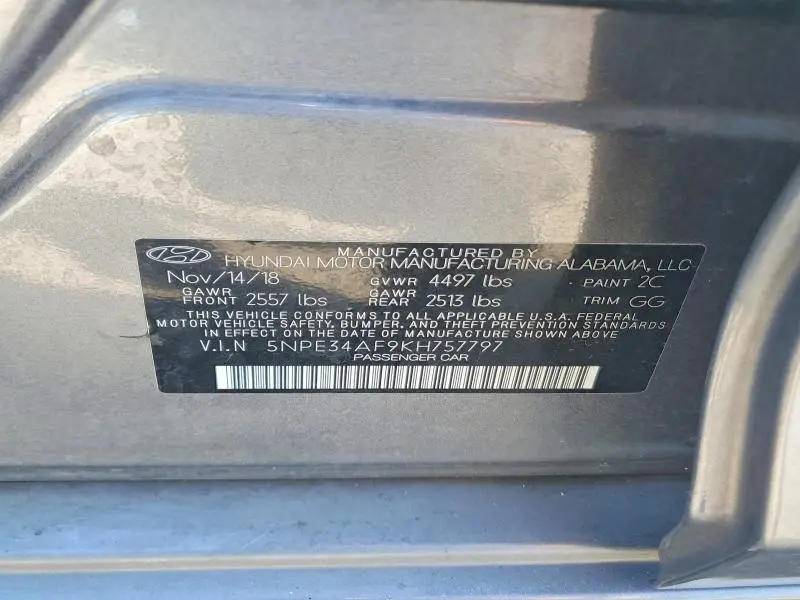 2019 HYUNDAI SONATA SEL  