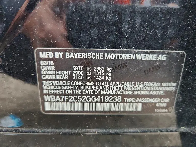 2016 BMW 750 XI  