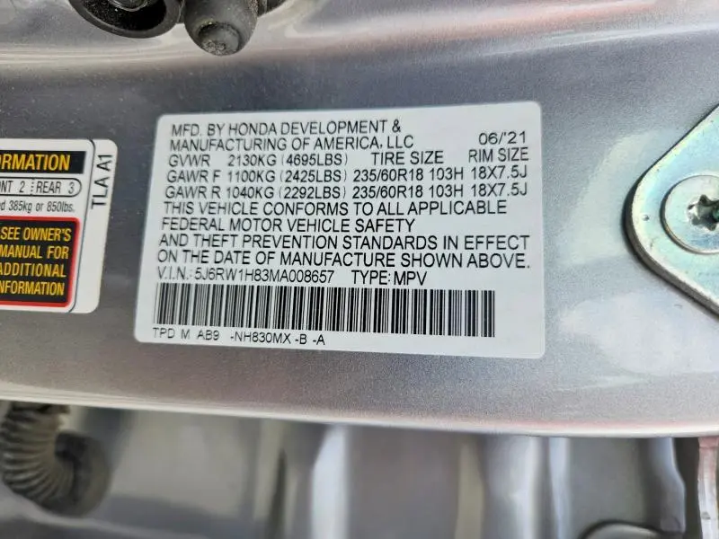 2021 HONDA CR-V EXL  
