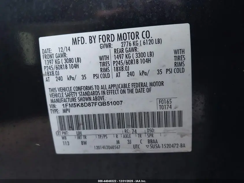 2015 FORD EXPLORER XLT