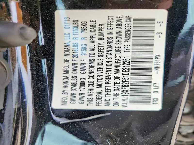 2013 HONDA CIVIC LX   