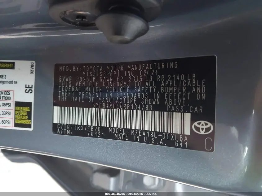 2024 TOYOTA COROLLA LE