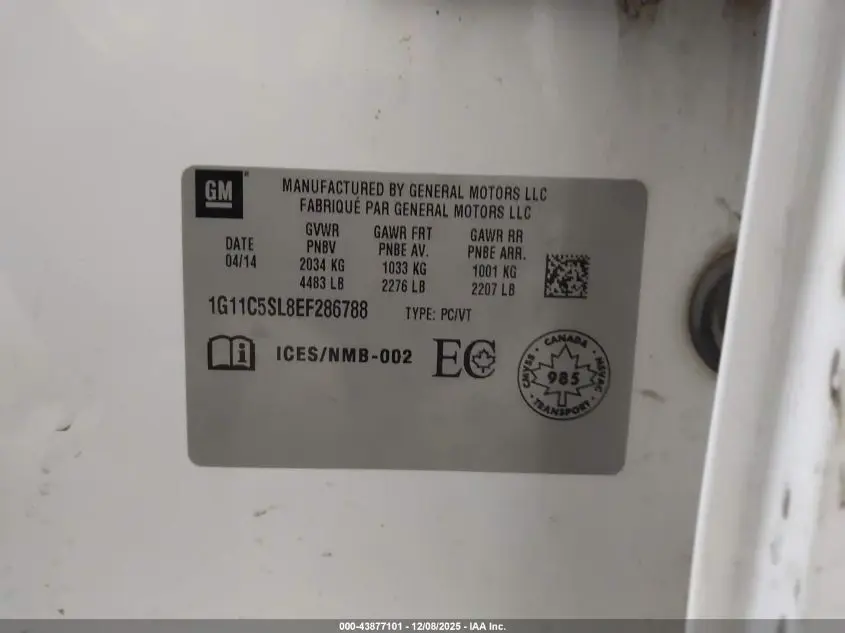 2014 CHEVROLET MALIBU 1LT