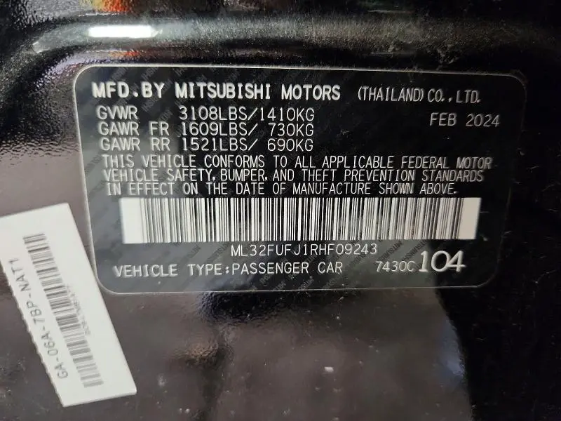 2024 MITSUBISHI MIRAGE G4 ES  