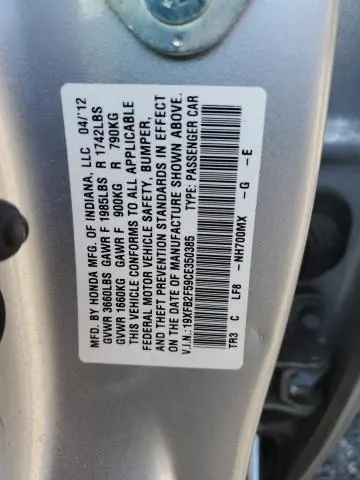 2012 HONDA CIVIC LX  