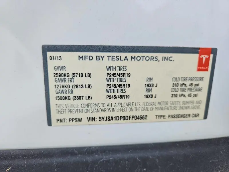 2013 TESLA MODEL S   