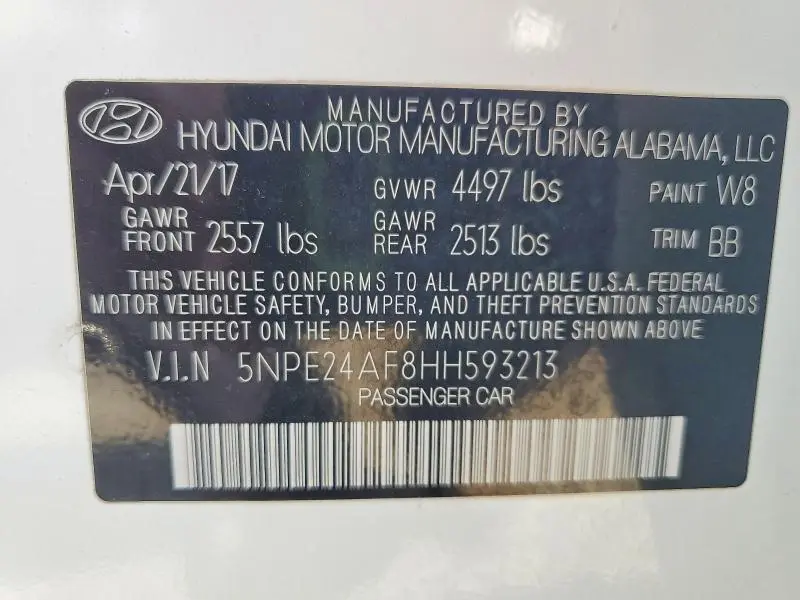 2017 HYUNDAI SONATA SE  