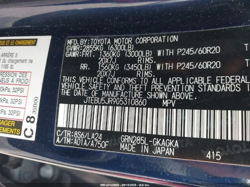 2016 TOYOTA 4RUNNER LIMITED