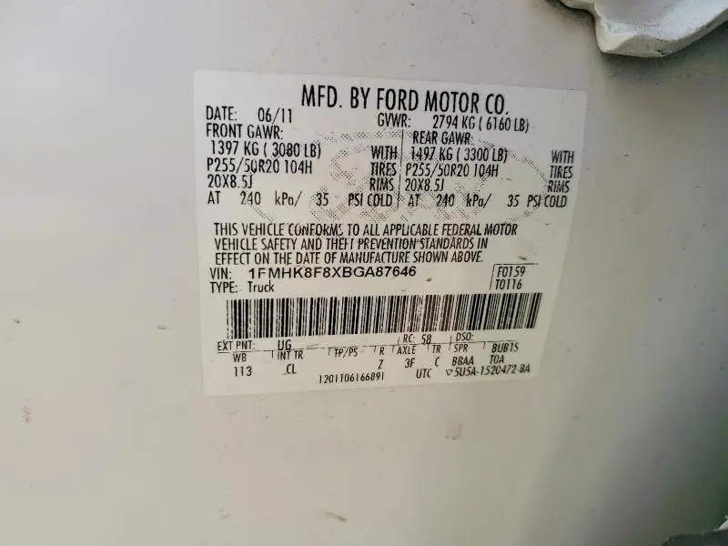 2011 FORD EXPLORER LIMITED  