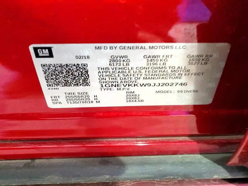 2018 CHEVROLET TRAVERSE HIGH COUNTRY  