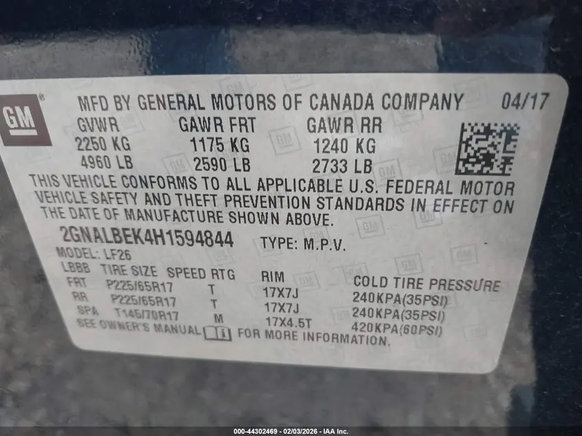 2017 CHEVROLET EQUINOX LS