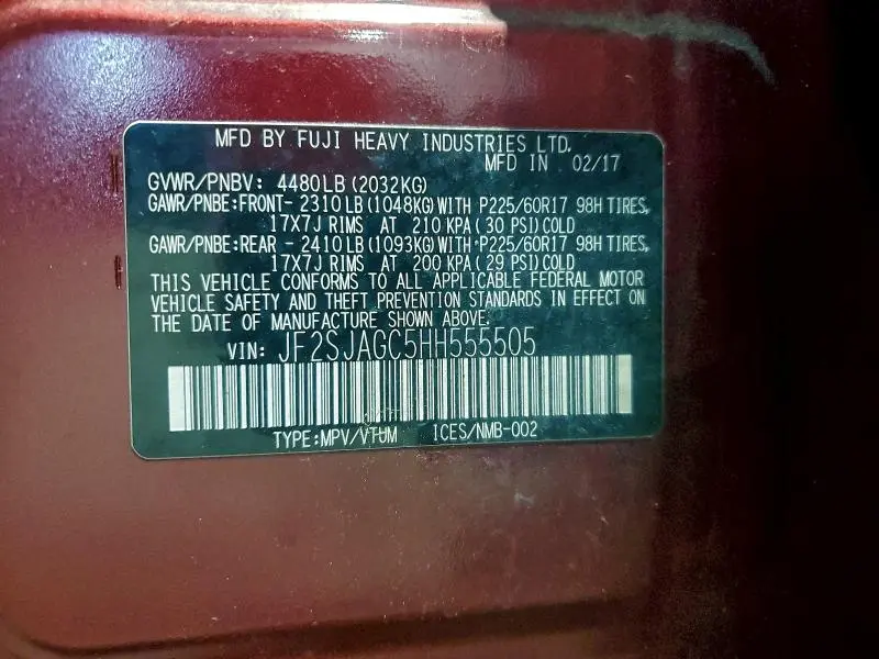 2017 SUBARU FORESTER 2.5I PREMIUM  